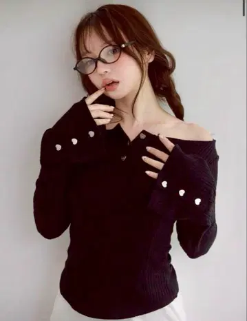 andmary Dorothy 하트 tops 블랙