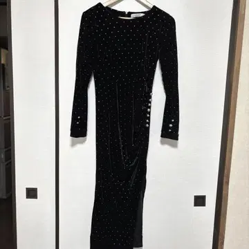 벨벳 드레스 (S) 셔링 롱 파티 드레스