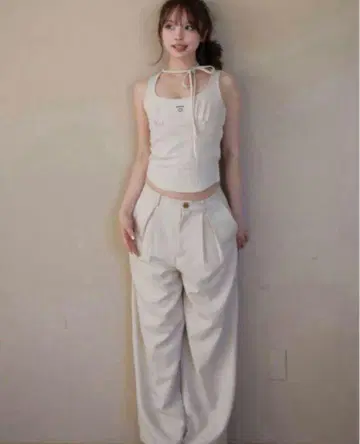 Donna ribbon pants set up ivory Andmary