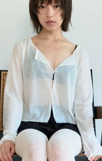 commesi Sheer Button Cardi (Ivory)