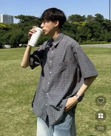 포켓 체크 셔츠