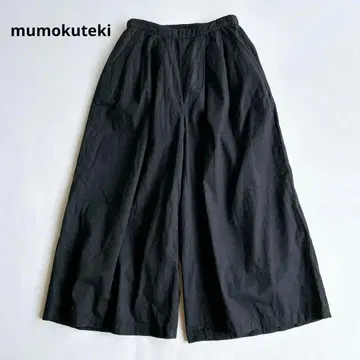 mumokuteki 무모쿠테키 코튼 와이드 팬츠 인도 면 블랙 M