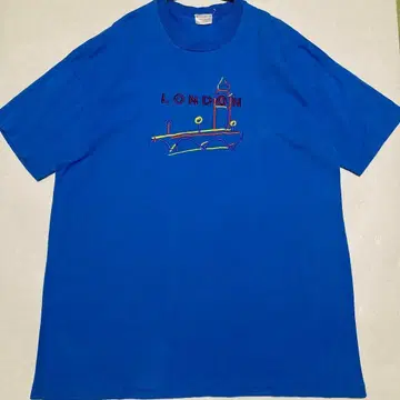 Vintage President LONDON 자수 아트 티셔츠 90s