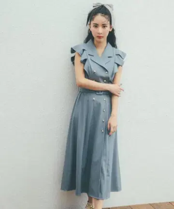 레이디 아젤 플레어 슬리브 트렌치 원피스 M