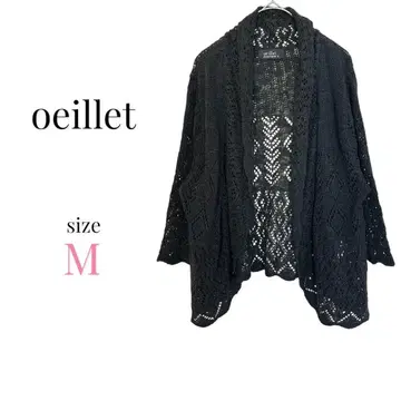 oeillet [ M ] 크로셰 뜨개질 니트 가디건 블랙 겉옷 심플 긴팔
