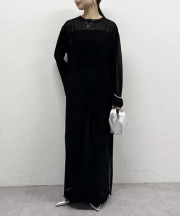 [미사용품] LOUNGEDRESS 쉬폰 원피스 블랙 F