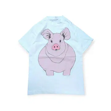 90년대 돼지 싱글 스티치 T셔츠 애니멀 기업 빈티지