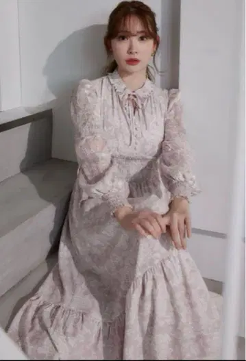 Winter Floral Long-sleeve Dress