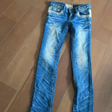 블루 스키니 데님 데미지 가공