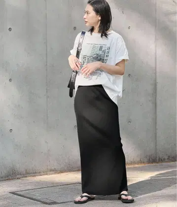 JOURNAL STANDARD 골지 롱 스커트 블랙