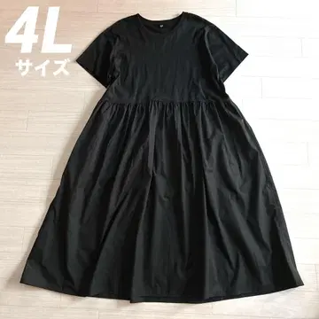 UNIQLO 콤비네이션 플레어 원피스 블랙 3XL(4L)