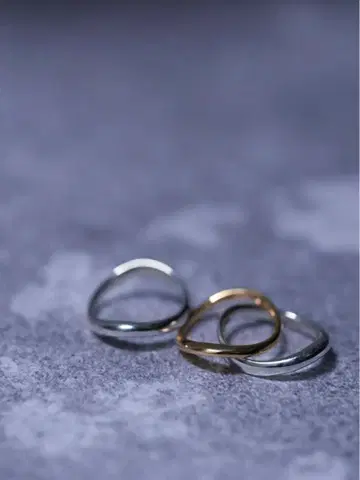 SILVER and GOLD TRIPLE CURVE PINKY RING