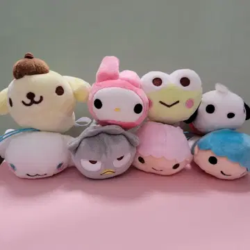 산리오 캐릭터 봉제 인형 세트 스트랩 포함