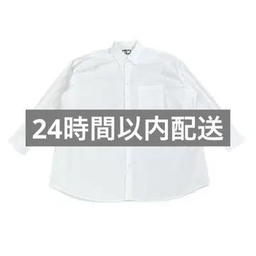 [Chikashitsu+] 세미 롱 셔츠 화이트