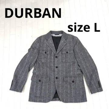245 DURBAN 그레이 체크 무늬 트리플 버튼 자켓 L