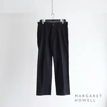 Margaret Howell 블랙 코튼 트윌 와이드 트라우저 L