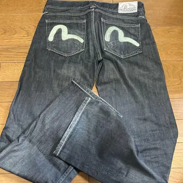 다크 블루 스트레이트 레그 데님 팬츠
