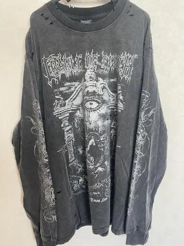 CRADLE OF FILTH 데미지 가공 롱T 다크 그레이