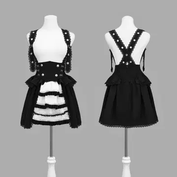 Dimmoire 꿈을 휘감는 서스펜더 스커트 Black&White M