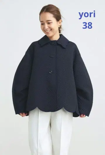 yori 요리 shirocon 몽글몽글 퀼트 자켓 네이비 38