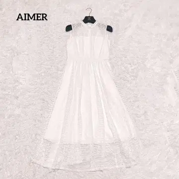 Aimer Acret 전체 레이스 롱 원피스 슬리브리스 플레어