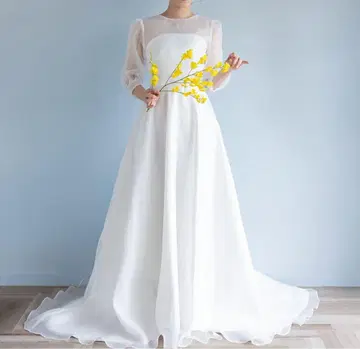 화이트 A라인 웨딩 드레스