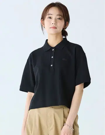 이번 시즌 신상 LACOSTE 라코스테 피케 셔츠 블랙 반팔 크롭