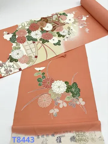 쓰케사게 수염 금고마 금채 유가직 순수 실크 옷감
