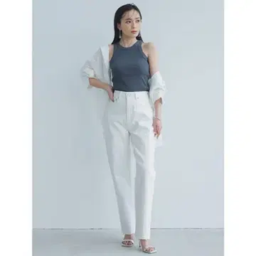 anuans 보이즈 핏 데님 화이트