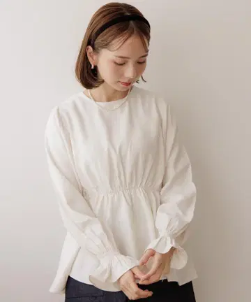 [ flower ] 캔디 슬리브 블라우스 WHITE