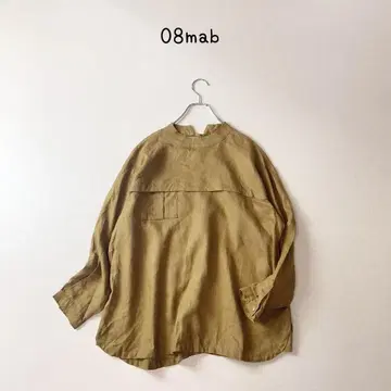 08mab 제로하치마부 나 린넨 100% 마 뒤 버튼 블라우스