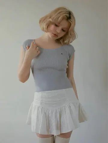 ANDMARY Elle ribbon knit tops ice blue