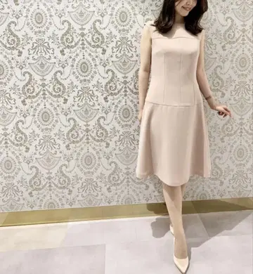 보트넥 절개 플레어 원피스 사이즈 34 아베닐 에투알 핑크