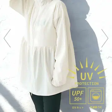 coca UV 컷 티어드 후드티 코카 완판 겉옷 M 화이트 아이보리