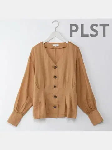 PLST 플라스테 린넨 블렌드 턱 블라우스