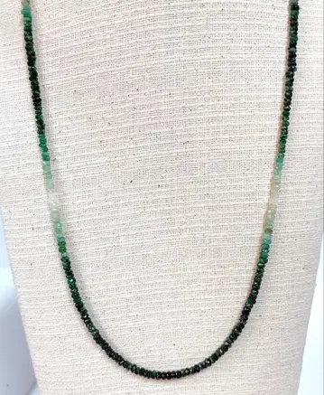 에메랄드 그라데이션 목걸이 실버 조절 5cm NO25-2188