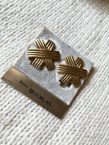 Bijoux D'Orlan 골드 이어링 별 리본 빈티지