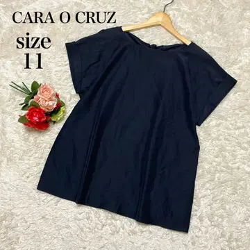 CARA O CRUZ 백리본 반팔 블라우스 다크 네이비 레리안