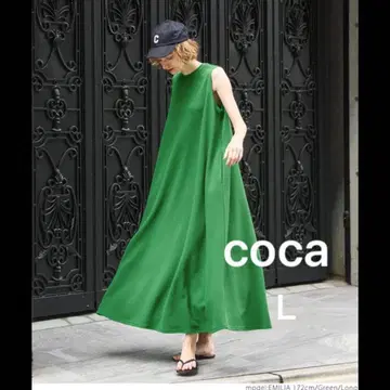 인기 [ 새상품급 ] coca 엠보싱 원피스 롱 그린