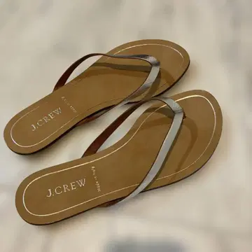 J.CREW 비치 샌들 브라운 실버 가죽