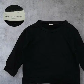 DRIES VAN NOTEN 코튼 맨투맨 7부 소매 블랙 사이즈 S