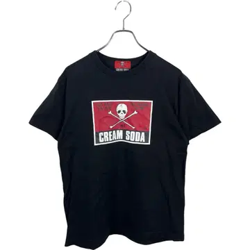 CREAM SODA 크림 소다 블랙 로고 프린트 t셔츠 L
