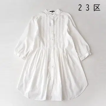 새상품 23구 워셔블 마 혼방 턱 디자인 튜닉 블라우스 38 화이트