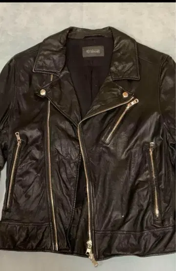 UNITED ARROWS 블랙 가죽 더블 라이더 재킷