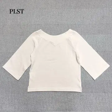 플라스테 V넥 숏 니트 티셔츠 (M) 스트레치 오피스 캐주얼
