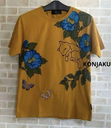 KONJAKU 티셔츠 자수 여우