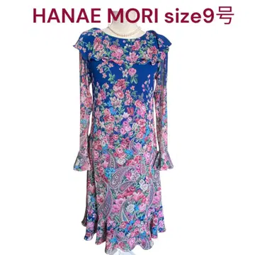새상품급 하나에모리 빈티지 꽃무늬 쉬폰 롱 원피스 9호, M