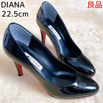고품질 DIANA 에나멜 펌프스 22.5cm 레드 밑창 블랙