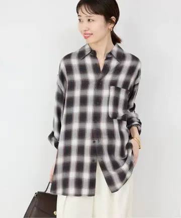 slobe iena 드레이프 체크 루즈 셔츠 네이비