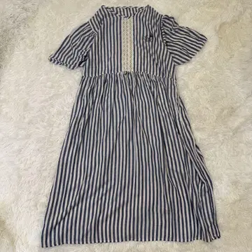 Samansa Mos2 home's 자수 스트라이프 패턴 룸 원피스